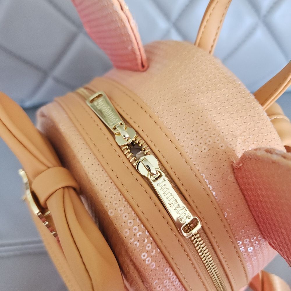 Disney Cruise Line Peach Ombre Ears & Loungefly Sequin Backpack DCL NEW - Picture 6 of 8